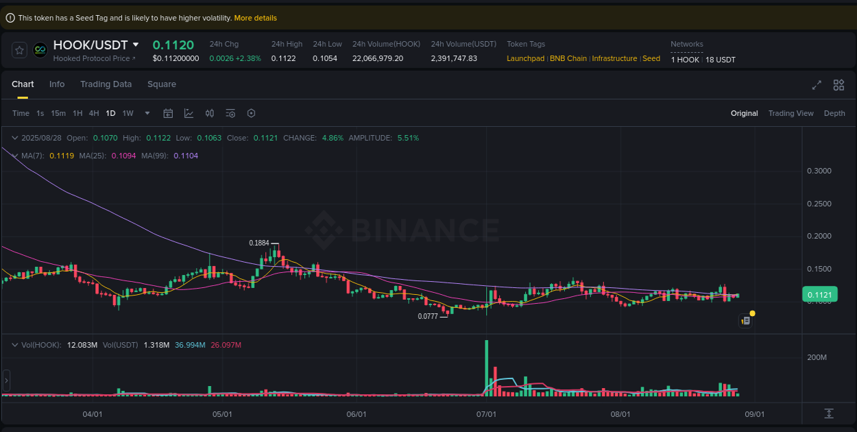 Understand market insights for HOOK on Binance at 28 August 2025, 16:39 Market insights: HOOK on Binance at 28 August 2025, 16:39
