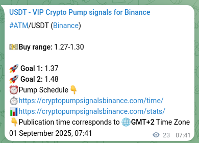 Authenticated proof of ATM's pump signal on Binance at 01 September 2025, 08:18 Authenticated proof of ATM's pump signal on Binance at 01 September 2025, 08:18