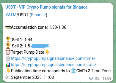 Crypto pump signal proof: Verify ATM on Binance, 01 September 2025, 12:07 Crypto pump signal proof: ATM on Binance, 01 September 2025, 12:07