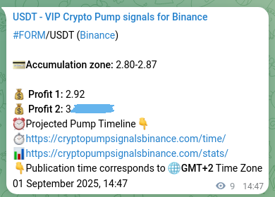 Trading signal proof: FORM pump from Binance, 01 September 2025, 15:01 Trading signal proof: FORM pump from Binance, 01 September 2025, 15:01
