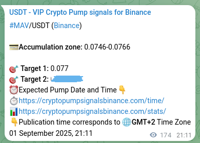 Crypto pump signal proof: Verify MAV on Binance, 02 September 2025, 01:58 Crypto pump signal proof: MAV on Binance, 02 September 2025, 01:58