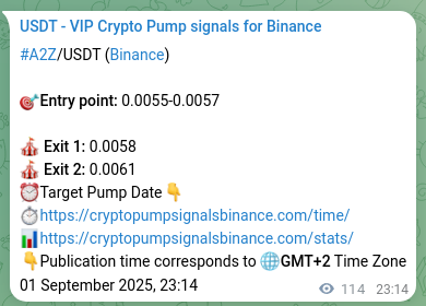 Binance trading signal proof for A2Z pump, 02 September 2025, 02:19 Binance trading signal proof for A2Z pump, 02 September 2025, 02:19
