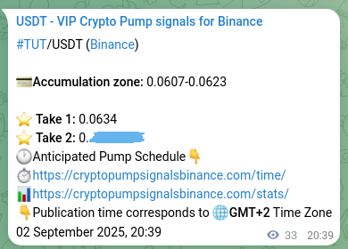 Explore the crypto market signal confirmation for TUT pump on Binance, 02 September 2025, 21:33 Crypto market signal confirmation: TUT pump on Binance, 02 September 2025, 21:33