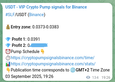 Learn about the SLF pump signal confirmation from Binance, 03 September 2025, 23:07 SLF pump signal confirmation from Binance, timestamp: 03 September 2025, 23:07