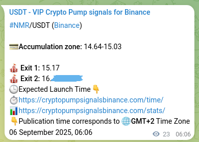 Binance pump signal proof for NMR on 06 September 2025, 06:42
