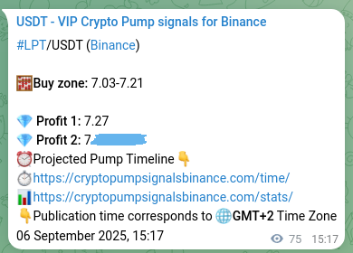 Verification image for LPT pump signal on Binance at 06 September 2025, 17:18