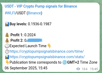 Binance signal verification for WLFI pump, 06 September 2025, 20:47