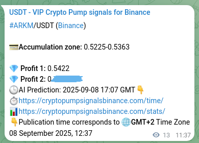 Crypto pump signal proof: Verify ARKM on Binance, 08 September 2025, 12:59 Crypto pump signal proof: ARKM on Binance, 08 September 2025, 12:59