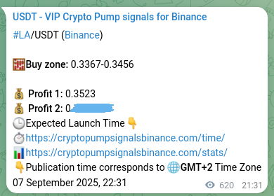 Binance pump signal data for LA at 08 September 2025, 15:45 Binance pump signal data for LA at 08 September 2025, 15:45