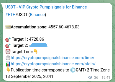 Binance exchange signal proof for ETH, 13 September 2025, 20:41