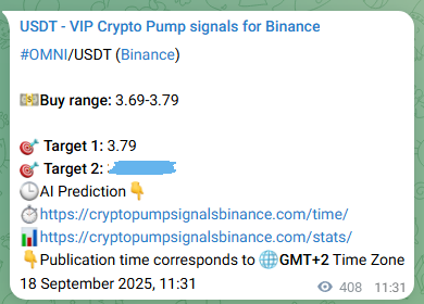 Crypto trading signal proof: OMNI pump on Binance, 18 September 2025, 22:53 Crypto trading signal proof: OMNI pump on Binance, 18 September 2025, 22:53