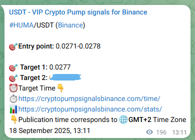 Market signal verification: HUMA on Binance at 18 September 2025, 23:34 Market signal verification: HUMA on Binance at 18 September 2025, 23:34