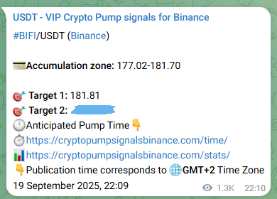 Authenticated proof of BIFI's pump signal on Binance at 21 September 2025, 11:26