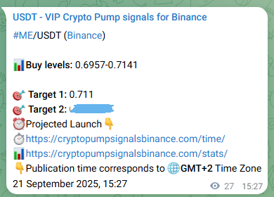Binance exchange signal proof for ME, 21 September 2025, 16:09