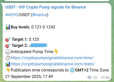 Binance pump signal verification for AEVO at 21 September 2025, 19:16
