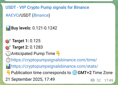 Live proof of AEVO pump signal on Binance, 21 September 2025, 19:19