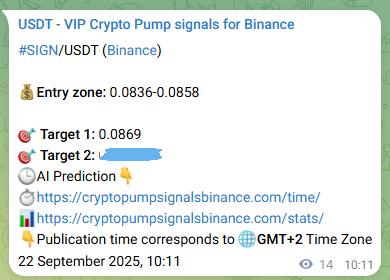 View the proof of SIGN pump signal on Binance at 22 September 2025, 10:33 Proof of SIGN pump signal on Binance at 22 September 2025, 10:33