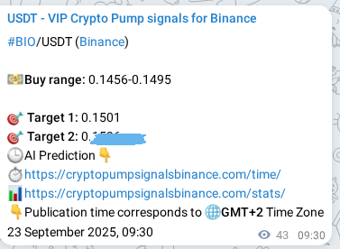 Crypto signal proof: BIO pump on Binance, 23 September 2025, 10:40