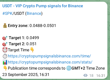 Signal proof for SPK pump on Binance at 23 September 2025, 17:02