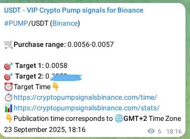 PUMP signal verification on Binance, 23 September 2025, 18:24