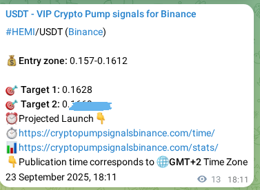 Binance signal proof for HEMI, 23 September 2025, 18:31