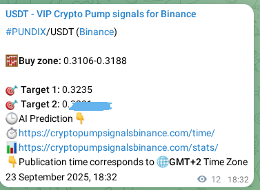 Technical authentication: PUNDIX signal execution proof on Binance, 23 September 2025, 18:51