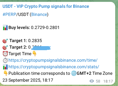 Outcome validation: PERP trading signal results on Binance, 23 September 2025, 19:54