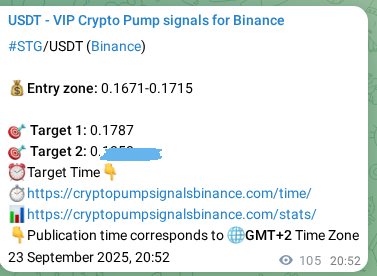 Signal verification: STG pump on Binance at 23 September 2025, 23:48