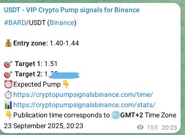 Binance pump signal proof for BARD on 24 September 2025, 00:41