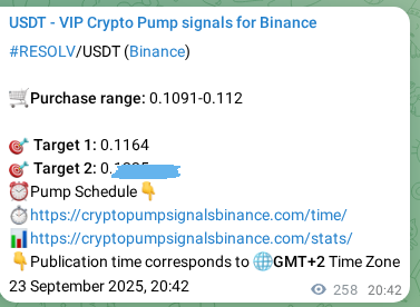 Verification image for RESOLV pump signal on Binance at 24 September 2025, 03:51