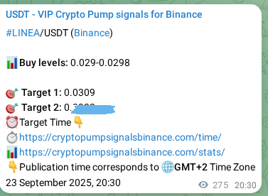 Binance signal verification for LINEA pump, 24 September 2025, 04:07