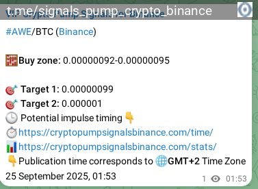 Crypto pump signal proof: Verify AWE on Binance, 25 September 2025, 02:27 Crypto pump signal proof: AWE on Binance, 25 September 2025, 02:27