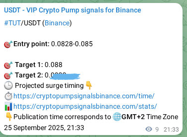 View the market signal proof for TUT pump from Binance, 25 September 2025, 21:46 Market signal proof: TUT pump from Binance, 25 September 2025, 21:46
