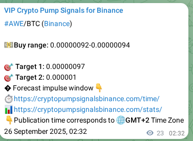 Authenticated proof of AWE's pump signal on Binance at 26 September 2025, 03:12 Authenticated proof of AWE's pump signal on Binance at 26 September 2025, 03:12