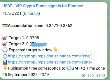 Crypto trading signal proof: LA pump on Binance, 26 September 2025, 03:46 Crypto trading signal proof: LA pump on Binance, 26 September 2025, 03:46