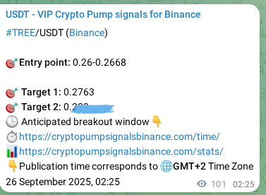 Learn about the TREE pump signal confirmation from Binance, 26 September 2025, 05:14 TREE pump signal confirmation from Binance, timestamp: 26 September 2025, 05:14