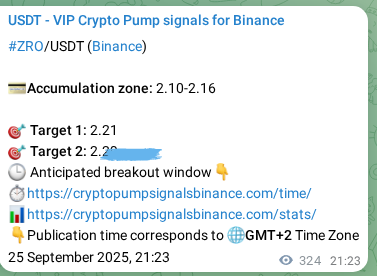 Verify the crypto signal proof for ZRO on Binance, 26 September 2025, 06:24 Crypto signal proof: ZRO pump on Binance, 26 September 2025, 06:24