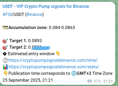 View the market signal proof for FIS pump from Binance, 26 September 2025, 07:47 Market signal proof: FIS pump from Binance, 26 September 2025, 07:47