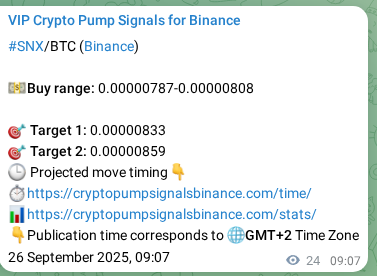 Binance exchange signal proof for SNX, 26 September 2025, 09:48 Binance exchange signal proof for SNX, 26 September 2025, 09:48