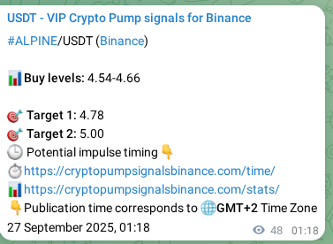 Crypto pump signal proof: Verify ALPINE on Binance, 27 September 2025, 02:39 Crypto pump signal proof: ALPINE on Binance, 27 September 2025, 02:39