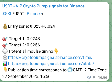 Explore the SKL pump signal verification from Binance, timestamp: 27 September 2025, 17:11 SKL pump signal verification from Binance, timestamp: 27 September 2025, 17:11