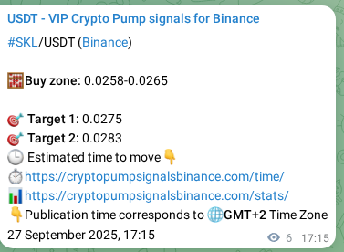 Authenticated proof of SKL's pump signal on Binance at 27 September 2025, 17:26 Authenticated proof of SKL's pump signal on Binance at 27 September 2025, 17:26