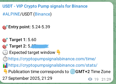 View the proof of ALPINE pump signal on Binance at 27 September 2025, 22:02 Proof of ALPINE pump signal on Binance at 27 September 2025, 22:02