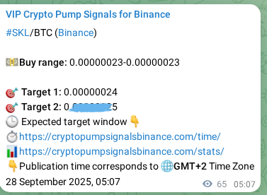 Authenticated proof of SKL's pump signal on Binance at 28 September 2025, 06:56 Authenticated proof of SKL's pump signal on Binance at 28 September 2025, 06:56