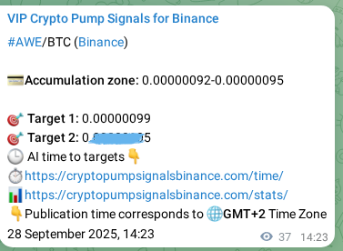 Binance pump signal data for AWE at 28 September 2025, 15:26 Binance pump signal data for AWE at 28 September 2025, 15:26