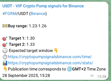 View the exchange signal confirmation for FORM on Binance, 28 September 2025, 15:58 Binance exchange signal confirmation for FORM, 28 September 2025, 15:58