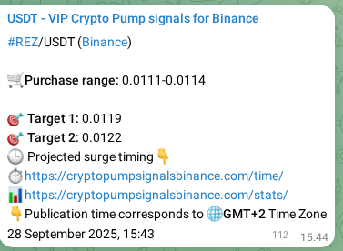 Confirm the Binance trading signal for REZ, 28 September 2025, 18:57 Binance trading signal verification for REZ, 28 September 2025, 18:57