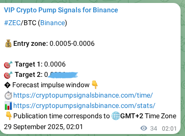 View the proof of ZEC pump signal on Binance at 29 September 2025, 02:58 Proof of ZEC pump signal on Binance at 29 September 2025, 02:58