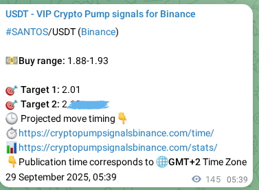 See the verification image for SANTOS pump signal on Binance at 29 September 2025, 09:41 Verification image for SANTOS pump signal on Binance at 29 September 2025, 09:41