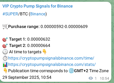 Authenticated proof of SUPER's pump signal on Binance at 29 September 2025, 10:55 Authenticated proof of SUPER's pump signal on Binance at 29 September 2025, 10:55
